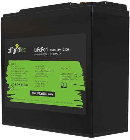 Offgridtec LifePo4 Akku 12/18 12,8V 18Ah BMS integriert 224Wh