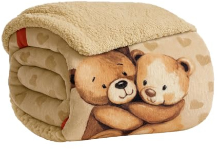 Home Tresor Coperta Plaid in Pile Invernale, Morbida e Calda, Finta Pelliccia Pelosa, Divano/Singola/Matrimoniale, Doppio Lato Flanella Sherpa - Due Piazze 230 * 200, Cuori di Pelouche
