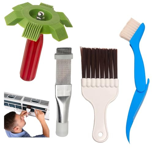 HUAEDNWKYI Kit de Limpieza de Aletas de Aire Acondicionado | Incluye 4 Herramientas de Limpieza para Evaporadores y Condensadores | Ideal para Mejorar la Eficiencia del Aire Acondicionado