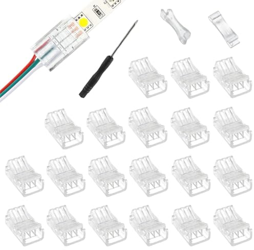 Issimober 20 Stück 3 Polig 10mm LED, mit Schraubendreher, Led streifen verbinder, kabelverbinder 3 polig, Streifen Verbinder LED lötfrei Streifenverbinder, für SMD 5050/3528 LED Streifen