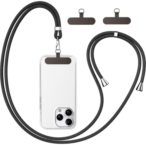 caslord Handyband Universal mit 2 Stück Universelles Patch | 160cm | Handy Lanyard mit Hülle kombinierbar | Einstellbar und Abnehmbar | für Sport Reisen und Babypflege