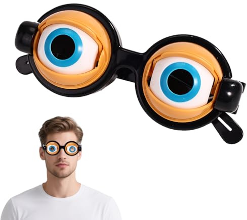 Sinbana Verrückte Brille für Erwachsene, Lustige Kulleraugenbrille mit Blinzelfunktion mit Verstellbarem Band Witziges Geschenk & Party-Accessoire