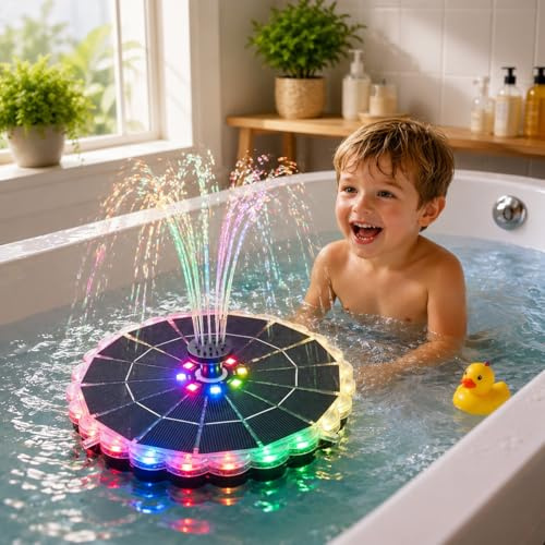 2026 Bath Fountain for Kids, Bath Tub Fountain,Magical Water Fountai n,Solar Powered Floating Bathtub Water Spray with Colorful LED Lights,6 Spray Modes,forBath,Pool & Tub Ambiance