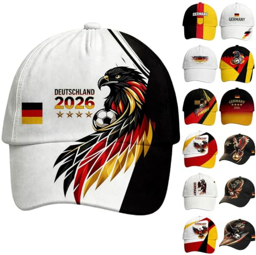 Deutschland Cap Herren Fussball Wm 2026 Basecap mit Deutschem Flaggenprint Kappe Fan Hut mit Adler Deutschland-Symbol Mütze Fußball Wm Fanartikel Hüte, Mützen & Caps für Herren