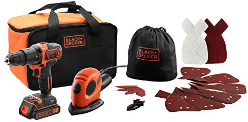 BLACK+DECKER BDK200AS1S-QW Black+Decker Kit BDK200AS1S-QW-Trapano per smerigliatrice, accessori e borsa