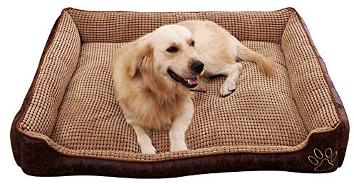 Weiches Luxus Hundebett mit Abnehmbarem Kissen Wasserdicht Kortex Haustierbett für Haustier in Verschiedenen Größen Braun XXL