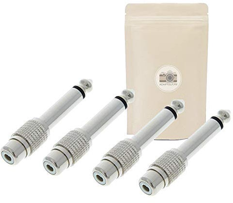 X4 Adaptateur Prise Gros Jack 6.35mm Male vers Fiche RCA Femelle Connecteur Audio Mono - ADAPTOUT Marque FRANÇAISE