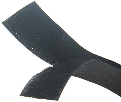 Schwarzes Klettband-Set zum Aufnähen mit nicht klebender Rückseite aus Nylongewebe, 5 cm - 2 m