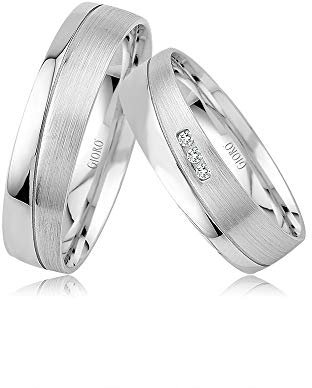GIORO Arona Eheringe Trauringe Hochzeitsringe massiv Weißgold *handgefasste Brillanten* Paarpreis Echtes Gold (8 Karat (333) Weißgold)