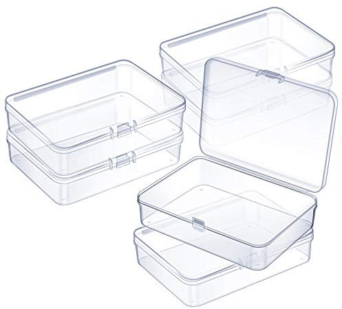 6 Pieces Mini Plastic Clear Beads Storage Containers Box for Collecting Small Items, Beads, Jewelry, Business Cards, Game Pieces, Crafts (4.45 x 3.3 x 1.18 Inch)