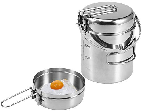 Camping Cookware Kit Outdoor Aluminum Lightweight Camping Pot Pan Cooking Set for Camping Hiking,Camping Cookware Portable Outdoor Camping Pots and Pans Set Cook Gear for Family Hiking Silver