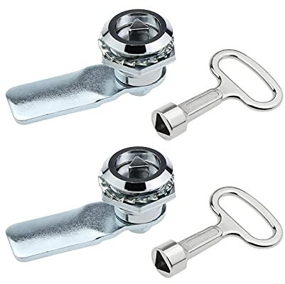 The Lord of the Tools 2pcs Serrure à Came avec Clé à Douille Triangulaire Rotation à 90 Degrés en Alliage de Zinc Chromé pour Sécuriser Portes d'armoires Boîtes aux Lettres