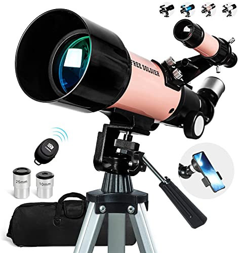 Teleskop Astronomie - Fernrohr Teleskop für Kinder & Erwachsene und Einsteiger 400x70mm Astronomisches Refraktor Teleskop mit FMC Optik Smartphone Adapter, Stativ, Weihnachts Geschenk für Kinder