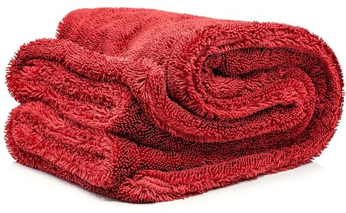 Nuke Guys Gamma Dryer XXL | Ultra saugstarkes Trockentuch 1400 GSM rot 50x80cm | Fusselfrei, abgerundete sanfte Fasern, kratzerfrei, extra groß | Premium Mikrofasertuch für Auto Motorrad Fahrrad