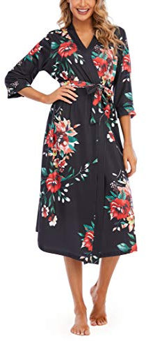 MAGIC ARMOR Women Short Dressing Gowns Lightweight Robes Ladies Loungewear Sleepwear, Lounging, and Weddings S-XXL,PAT1 S