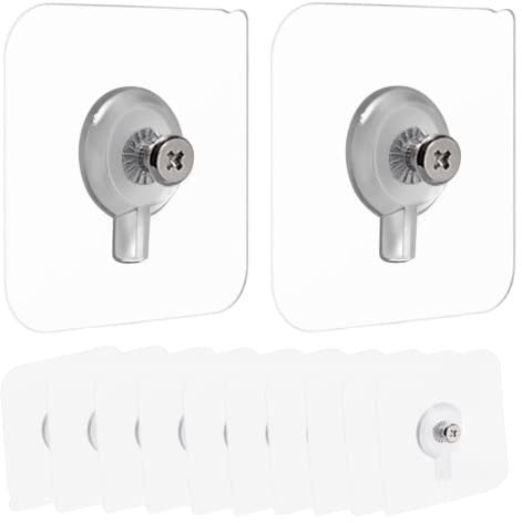12 Pcs Self Adhesive Wall Nail Transparent Adhesive Hooks Strong Adhesive Hooks Non-Trace Wall Picture Hooks for Wall Picture Home Bathroom Kitchen