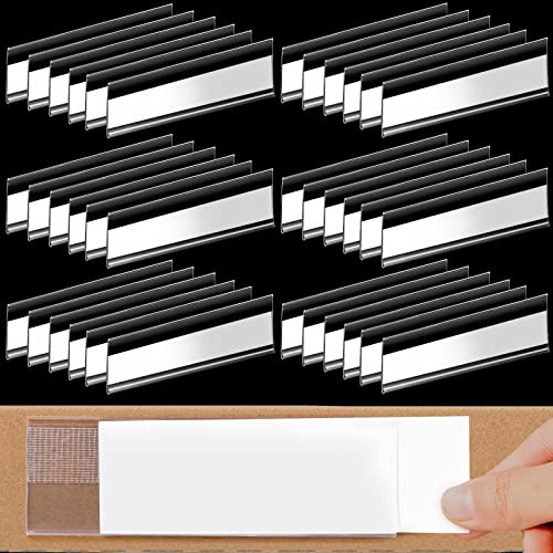Lot de 72 supports d'étiquettes en plastique transparent pour étiquettes de prix de supermarché, école, bibliothèque, boîte aux lettres, bac de rangement (7,6 x 2,5 cm)