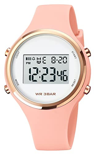 GBB Digitaluhren für Damen, multifunktional, wasserdicht, bunte Sportarmbanduhr für Damen, Mädchen, Studenten und Frauen, Rosa (1720Pink), Mode, Rosa (1720Pink), Modern