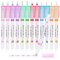 OFFCUP Curve Textmarker, 12 Stück Textmarker Set, Spitze Stifte mit Verschiedenen Formen, Highlighter Pen Mildliner Brush, für Scrapbook, Journaling, Notizen, Planer, Kalender, Büro