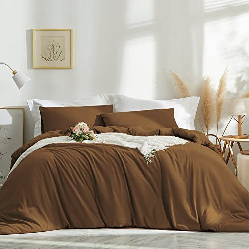 AShanlan Bettwäsche Set 135x200 cm Braun Uni Bettbezug mit Kissenbezug 80x80 cm 100% Weiche und Angenehme Mikrofaser 2 Teilig Kaffeebraun Bettwäsche mit Reißverschluss für Einzelbett