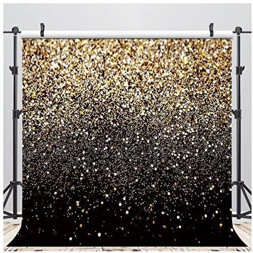 AIIKES 8x8FT Schwarz und Gold Hintergrund Gold Glitter Fotografie Hintergrund Geburtstag Party Dekoration 11-547