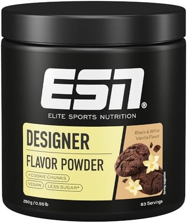 ESN Designer Flavor Powder, Black and White Vanilla, 250 g, Geschmackspulver zum Süßen, ohne viel Zucker und Kalorien - made in Germany