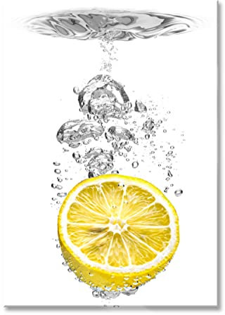 Pixxprint Glasbild, Wandbild aus Echtglas, ins Wasser gefallene Zitrone, 40x60 cm, inkl. Aufhängung und Abstandshalter