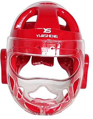 Baoblaze Karate Headgear Safety Head Guard Verstellbarer Gesichtsschutz für Sanda Kickboxen, Rot, S