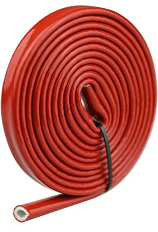 KRD PERFORMANCE Manchon thermique blindé en fibre de verre avec revêtement en silicone rouge de 16 mm ID pour tuyaux et câblage électrique, 3 m