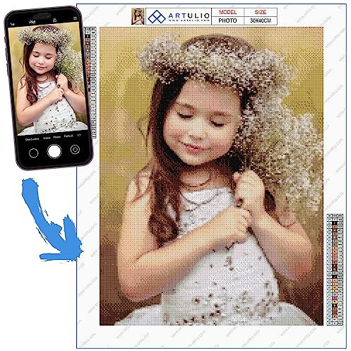 ARTULIO Diamond Painting Personnalisé Photo - 30x40 cm – Diamant Painting Personnaliser, Peinture Diamant Personnalisé