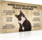 Funny Tuxedo Cat Rules Metal Sign - Remember When Visiting - Black Cat Apartment Decor, Retro Room Caution Sign 8x12 Inch