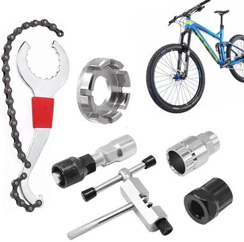 PMELCXD 6 PCS Bike Tools - Hand Tool Kit - Effortlessly Repair Your Bike Includes Crank Puller, Cassette Removal Tool, Chain Whip, Bottom Bracket Extractor, Sprocket Remover, Auxiliary Wrench