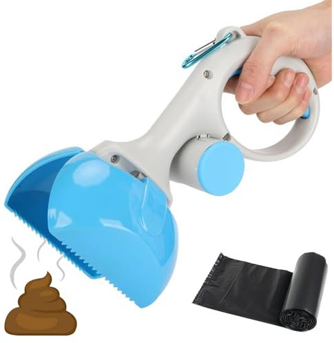 𝗣𝗮𝗹𝗲𝘁𝘁𝗲 𝗽𝗲𝗿 𝗘𝘀𝗰𝗿𝗲𝗺𝗲𝗻𝘁𝗶 del Cane. Paletta per Cacca in Abs Non Tossico, Leggera e Resistente, con Gancio e Dispenser per Sacchetti, Portatile per Animali. 1 Rotolo di Borse Incluso.