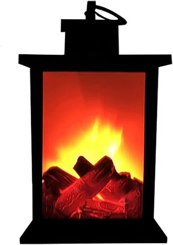 Kcolic Cheminée Table LED, Cheminée Électrique, Simulation Flamme LED, Fausse Lanterne pour Décoration Intérieure Et Extérieure Small