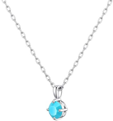 Philip Jones Sterling Silver Turquoise Necklace Created with Zircondia® Crystals