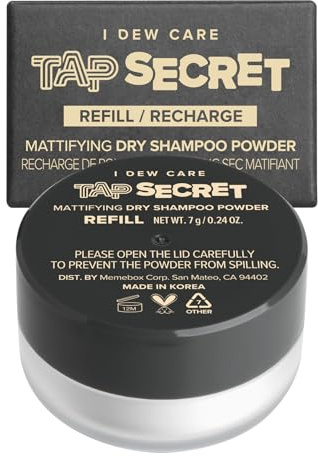 I DEW CARE Tap Secret Dry Shampoo Powder Refill with Biotin | Strengthening & Volumizing, Refillable, Travel size, Non-aerosol, Korean Ginseng, Dry Shampoo for Women, Women Stocking Stuffers, 0.24 Oz