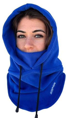 Ayesphere Sturmhaube, Sturmhaube für Herren und Damen, Balaclava, Motorrad-Sturmhaube, Halswärmer für Herren und Damen, Thermo-Sturmhaube, Fleece-Futter, Mütze, Schal mit Kapuze, Kobaltblau, One size