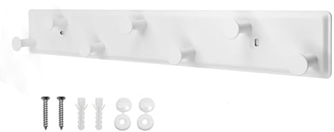 AJLTPA Kleiderhaken Wand, Garderobenhaken Metall, 7 Haken, Weiß | Pulverbeschichtete Hakenleiste zur Wandmontage; für Jacken, Handtücher, Schals und Schlüssel. Schrauben inklusive.