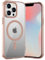 WXX iPhone 12 Pro Case Magnetic Case, Compatible with MagSafe, Transparent Soft TPU Electroplated Protective Shockproof Case Slim Cover for iPhone 12 Pro 6.1” - Pink