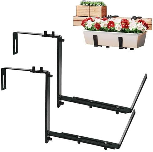 2 soportes para jardinera, soporte para macetas, soporte para macetero ajustable, soportes de jardinera resistentes para barandillas de terraza, exterior balcón