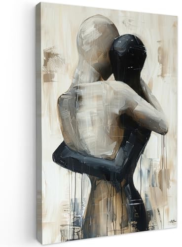 MuchoWow© Leinwandbilder Groß XXL Wall Art Decoration Bilder für die Wand | 80x120 cm - Schlafzimmer Deko Canvas Painting Wanddekoration Wohnzimmer Abstrakt - Kunst - Menschen - Beige