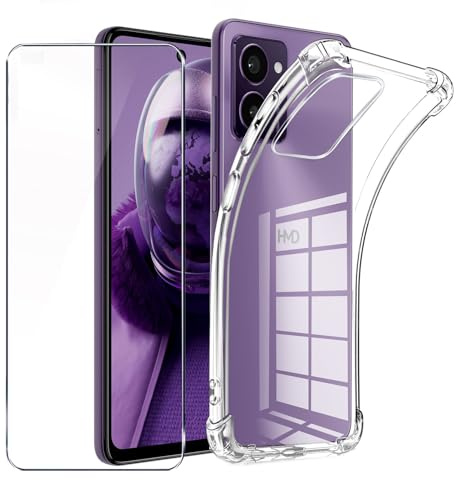 LYJERRY Transparent Weich Handyhülle für HMD Pulse - Schutzglas und Hülle mit Bumper Cover aus Silikon Gel
