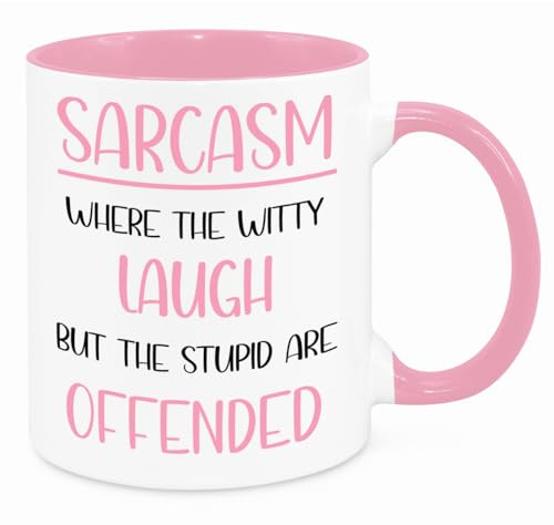 Sarcasm Explanation Mug - Funny Novelty Gift Silly Present Mug Birthday Christmas for Mum Dad Friend Sister Brother Grandparents for Man Woman Secret Santa Work Quotes (Pink)