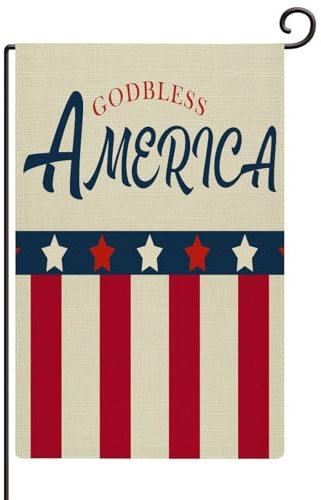 Drapeau de cour God Bless America 30,5 x 45,7 cm double face extérieur rustique étoiles patriotiques USA drapeaux de cour pour l'extérieur 4 juillet fête des anciens combattants drapeau bienvenue