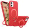 BENTIACC Liquid Silikon handyhülle für iPhone 12/12 pro hülle, für Mag-Safe mit Unsichtbarem Ständer 4 Schichten stoßfeste Kratzfeste Schutzhülle für iPhone 12/12 pro (Rot)