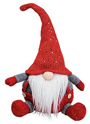 Wichtel sitzend aus Textil (gestrickt mit Plüsch) rot Deko Weihnachten Figur 30 cm hoch Weihnachtsmann Zwerg