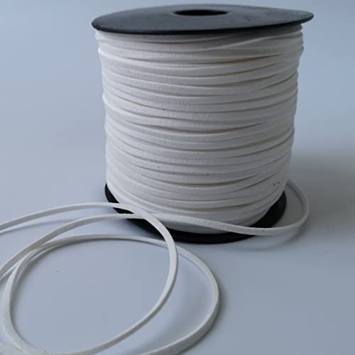 Suede Cord Flat Faux Leather String for Jewelry Bracelet Necklace Making Beading Thread DIY Crafts 10m (White)