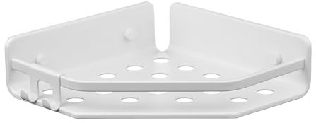 TATAY Duschablage Ohne Bohren Eckig Aluminium | Mit Schrauben und Quick Fix Befestigungssystem | Feuchtigkeitsbeständig | Schneller Wasserablauf | 20 x 5,5 x 20 cm – Modell Serenity – Arktisweiß