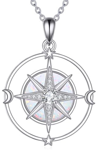 AXELUNA Nordstern Halskette für Frauen 925 Sterling Silber Nordstern Anhänger Himmelsschmuck Geschenke für Frauen Männer