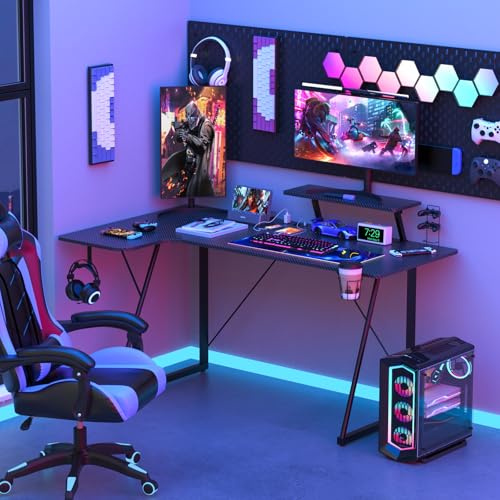 Chleby Großer Schreibtisch 150 cm Computertisch mit Steckdose Schreibtisch L-förmig mit Getränkehalter und Haken, Eckschreibtisch PC Tisch ideal für Schlafzimmer, Wohnzimmer und Büro